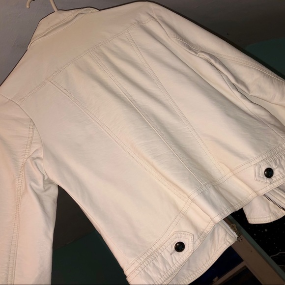 Beige/off white Faux Leather Jacket - Picture 4 of 5